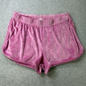 Juicy Couture Pink Velour Logo Lounge Shorts XL Vintage‎ Y2K